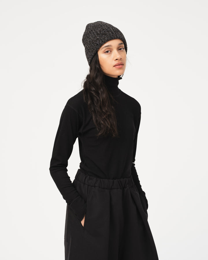 G.o.D Turtle Neck Rib Wool Black