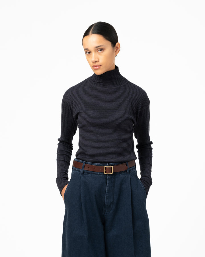 G.o.D Turtle Neck Rib Wool Blue