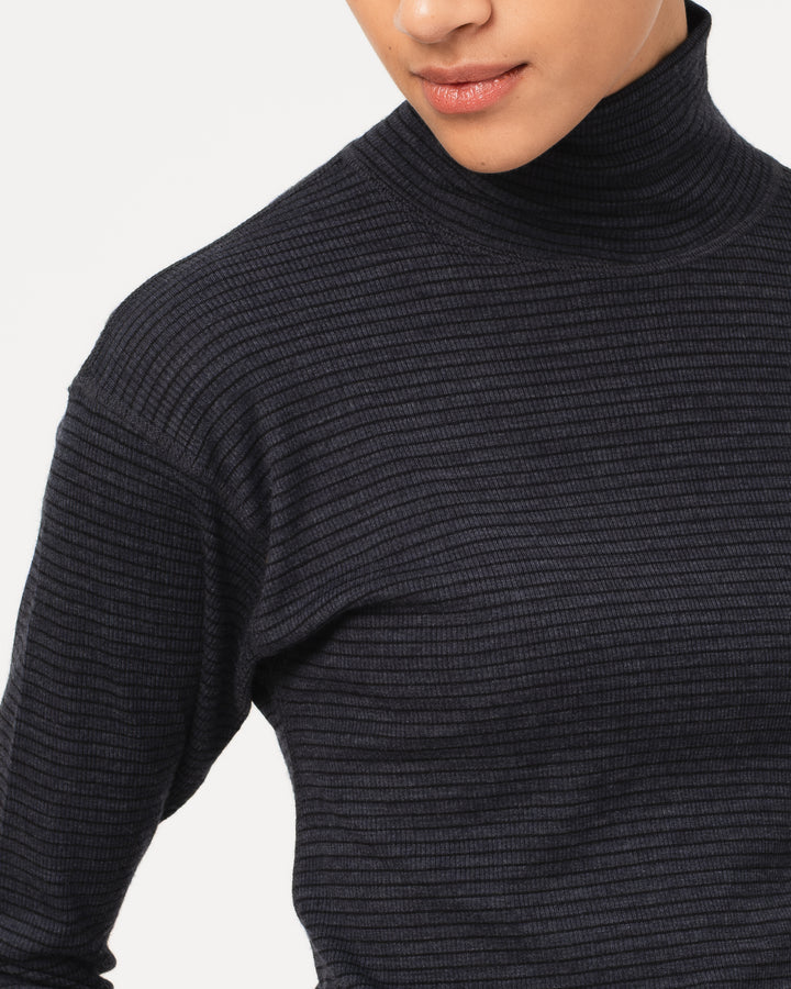 G.o.D Turtle Neck Rib Wool Blue