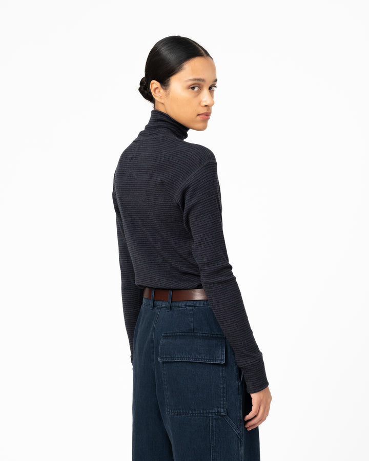 G.o.D Turtle Neck Rib Wool Blue
