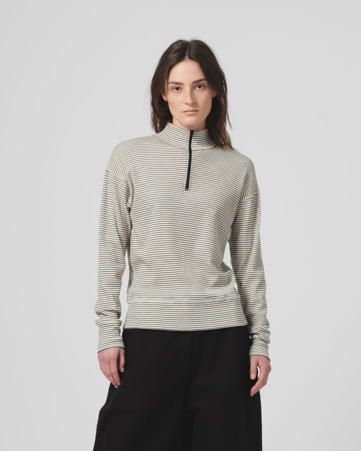 G.o.D Zipper Pull Over Light Wool Ecru/Black