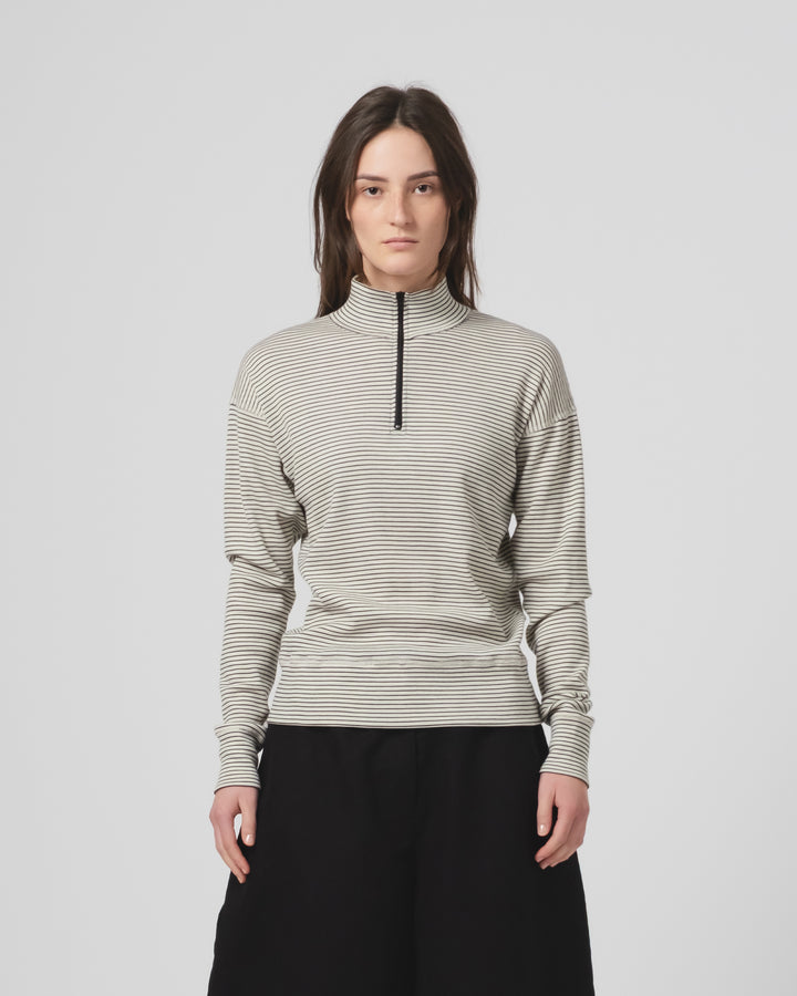 G.o.D Zipper Pull Over Light Wool Ecru/Black