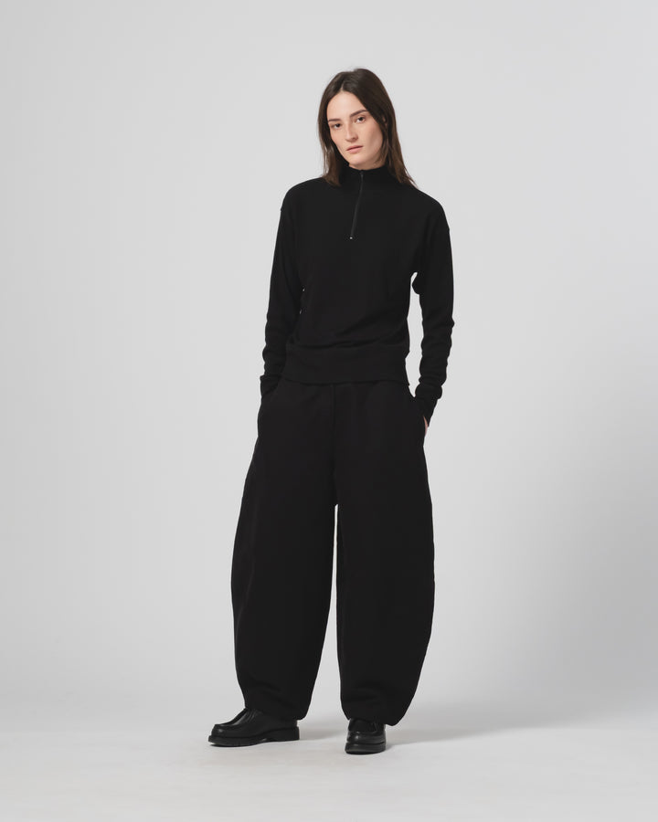 G.o.D Zipper Pull Over Light Wool Black