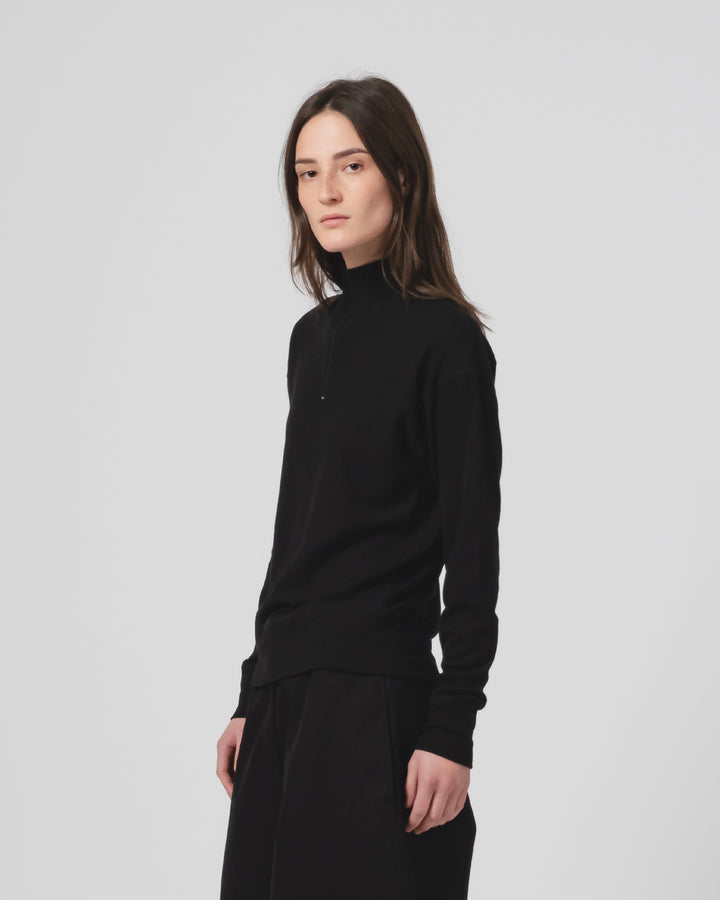 G.o.D Zipper Pull Over Light Wool Black