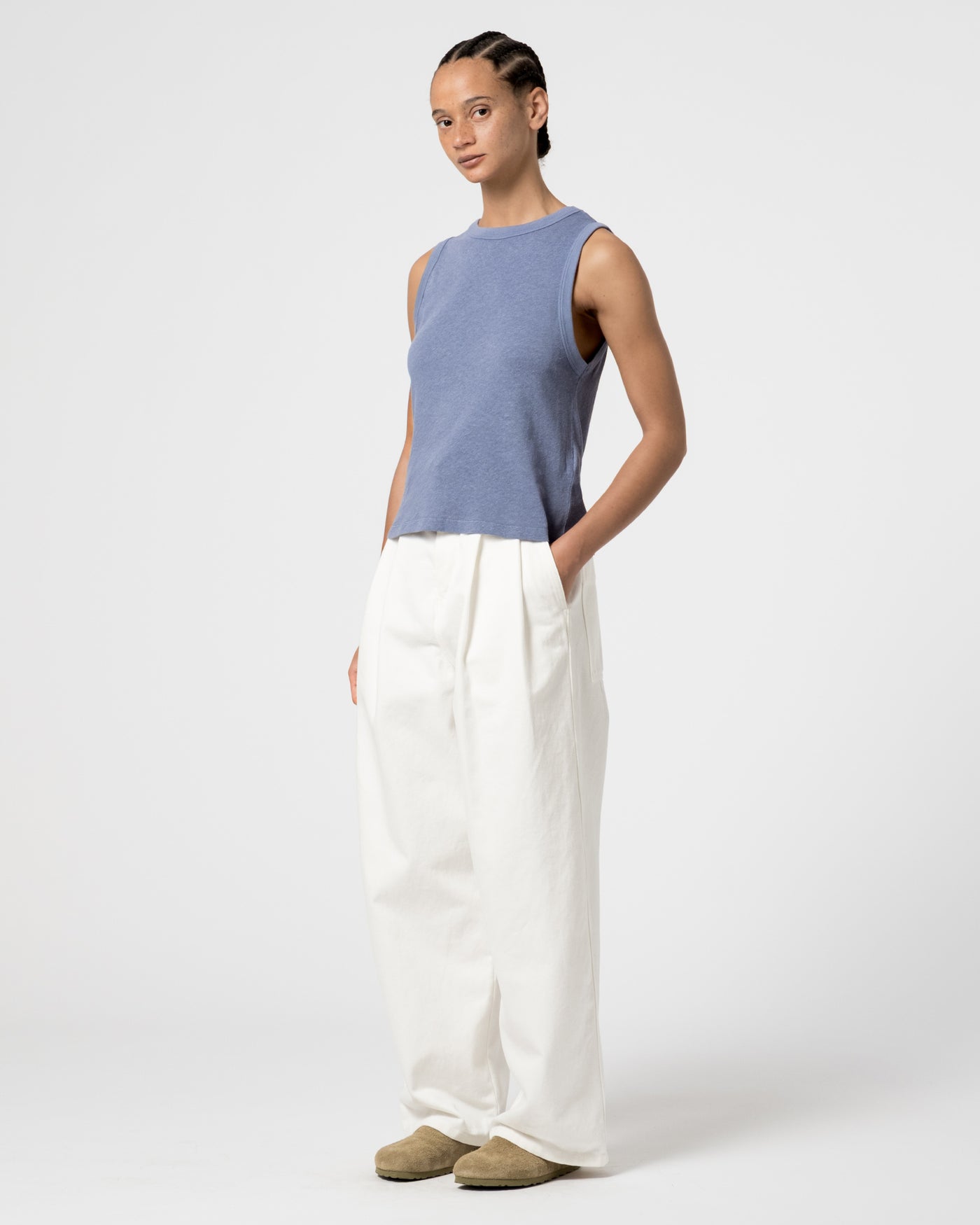 G.o.D Johnny Top Cotton Hemp Riviera Blue