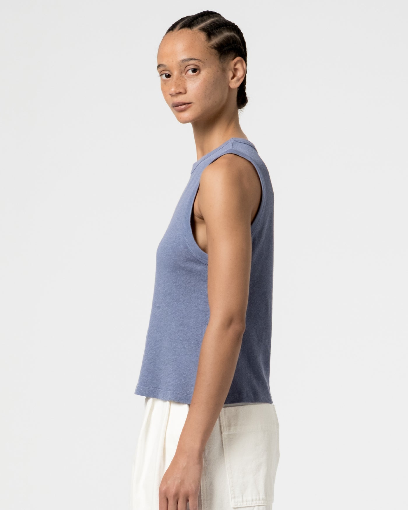 G.o.D Johnny Top Cotton Hemp Riviera Blue