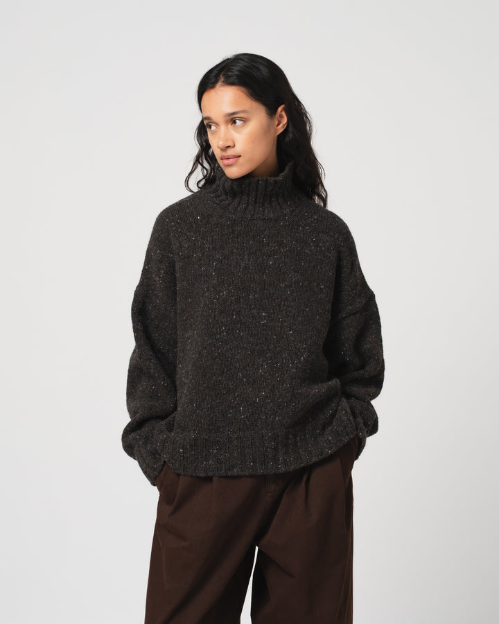 G.o.D Cornish Sweater Neppy Wool Asphalt