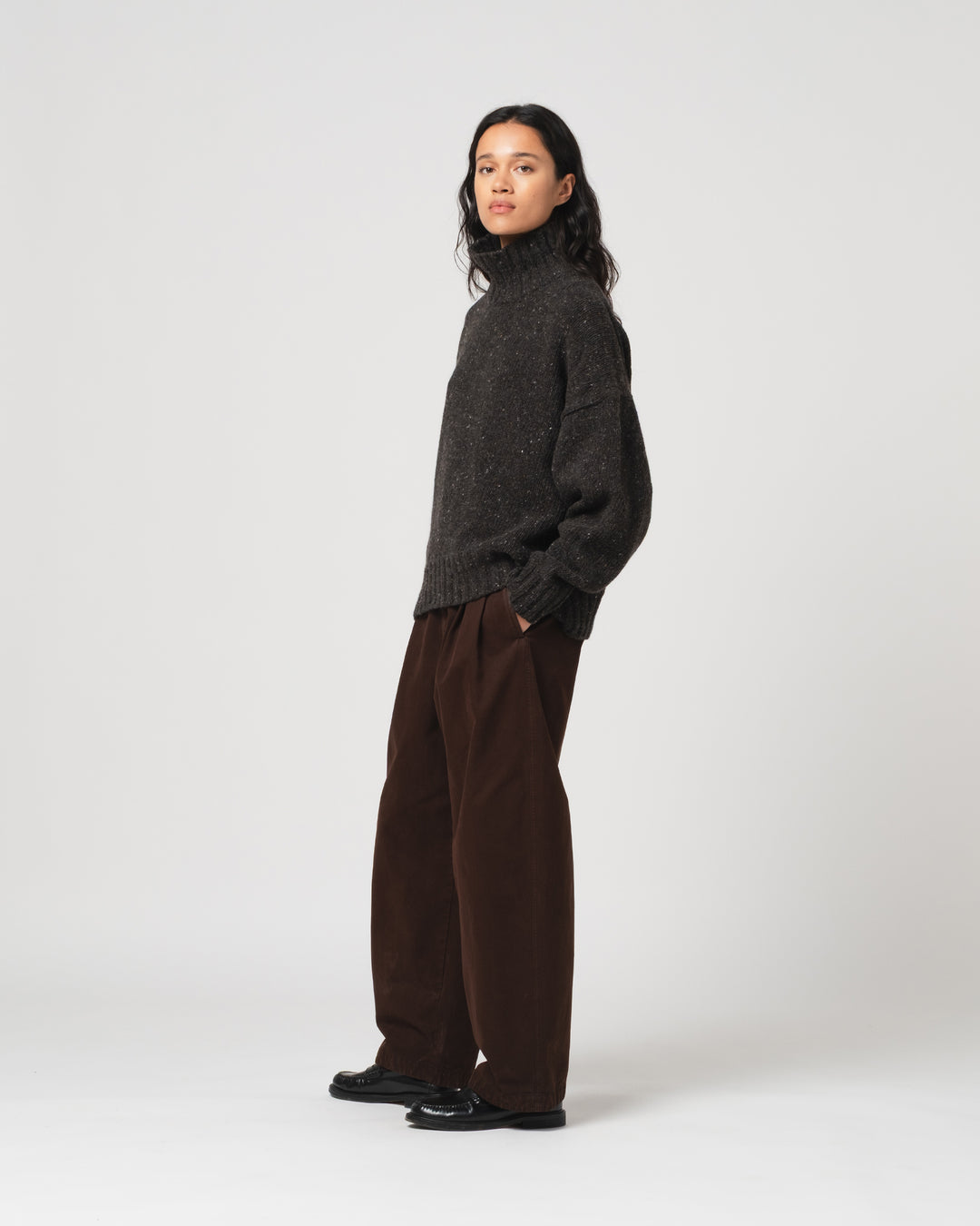 G.o.D Cornish Sweater Neppy Wool Asphalt