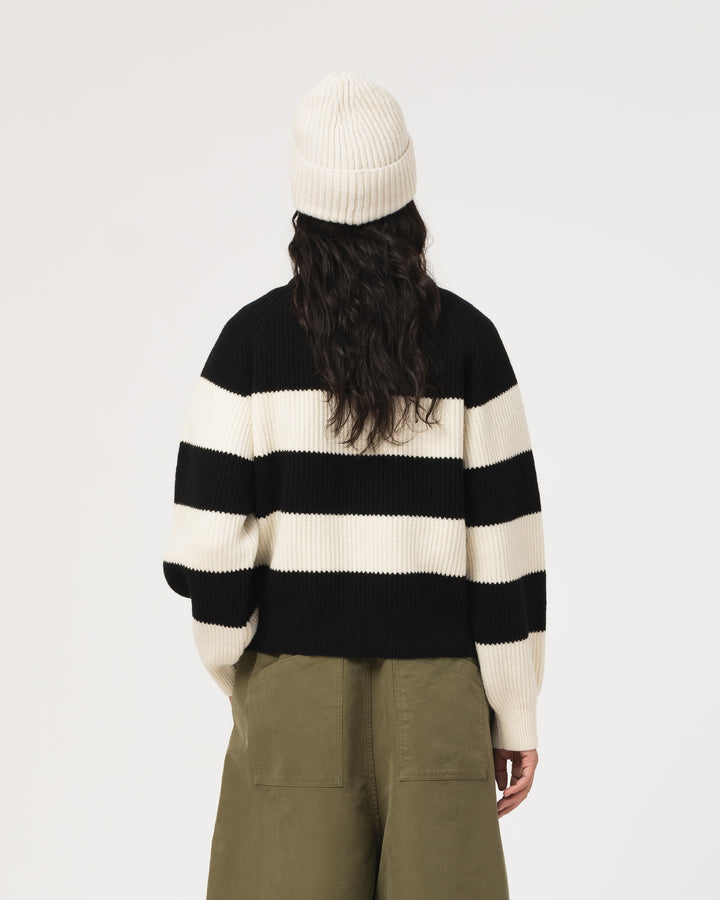 G.o.D Puddle Sweater Delta Yarn Off White / Black Stripes