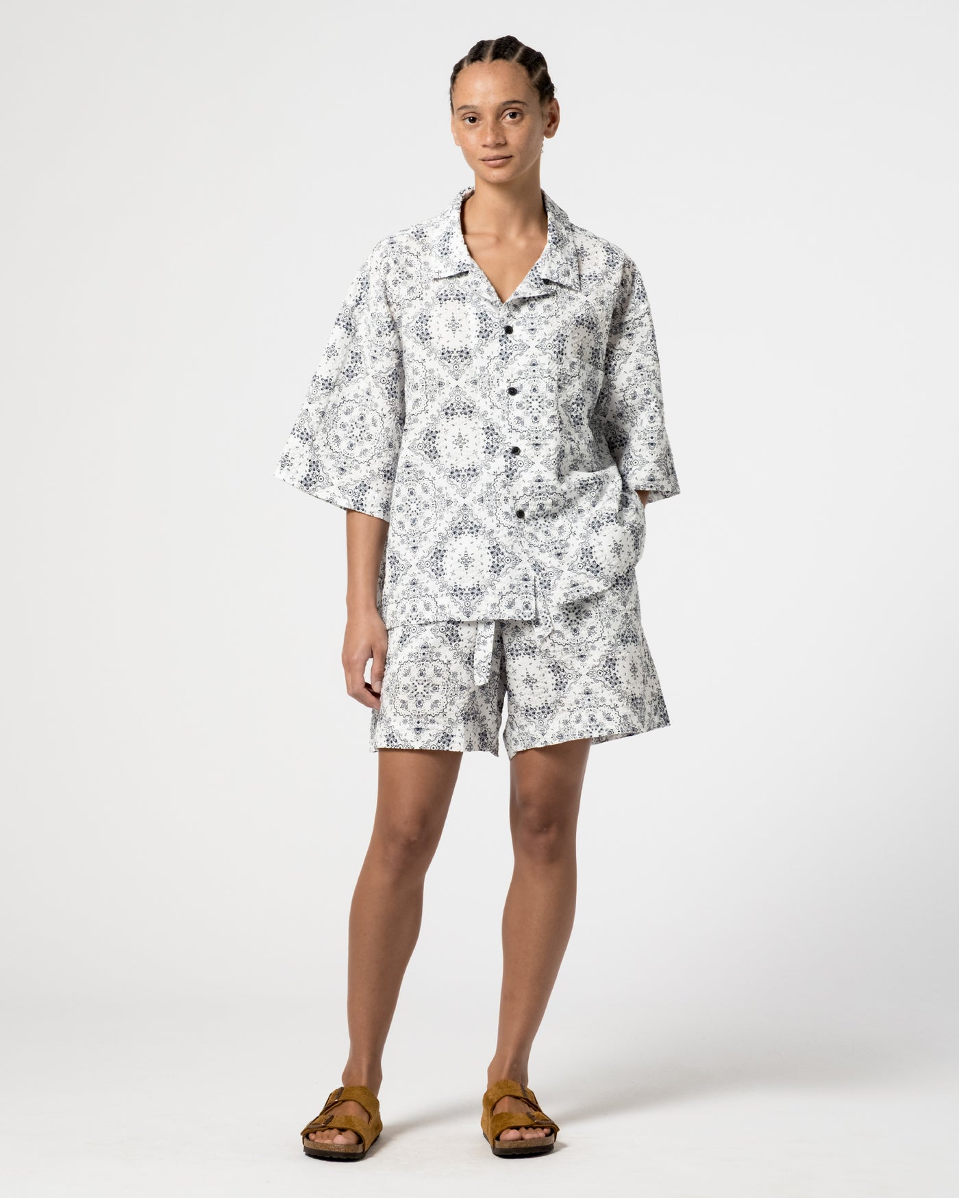 Summer Pyjama Bandana Seersucker White