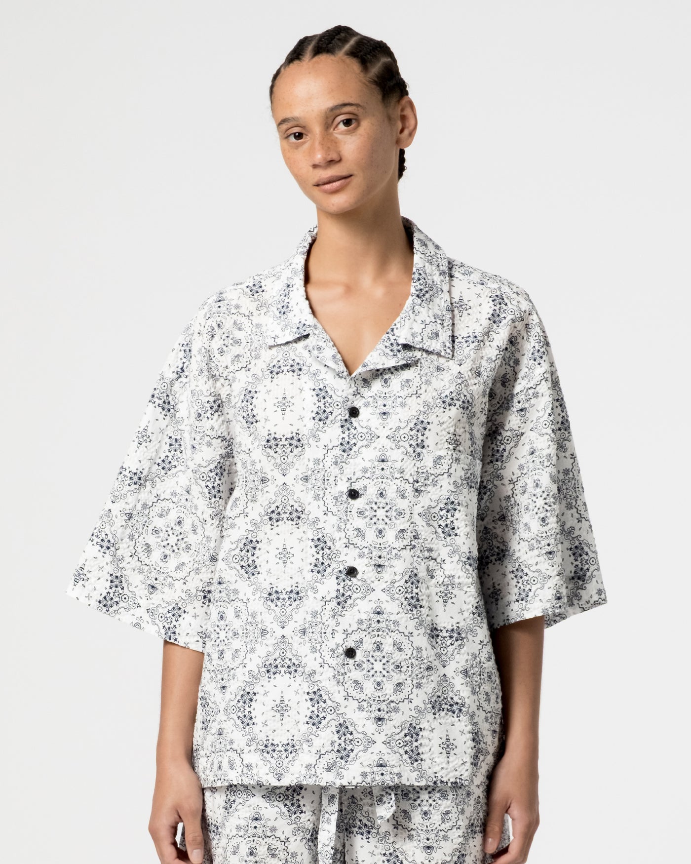 Summer Pyjama Bandana Seersucker White