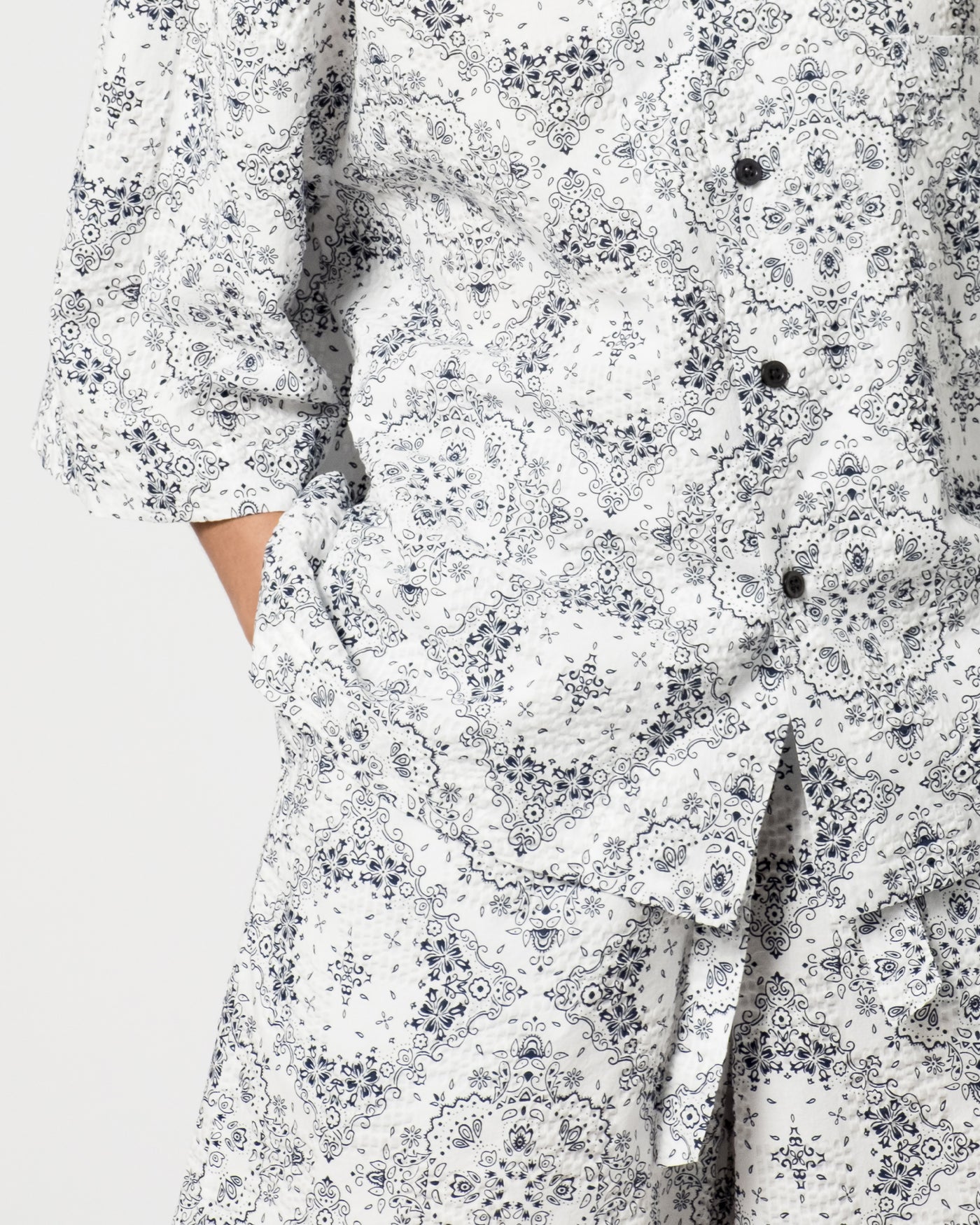 Summer Pyjama Bandana Seersucker White