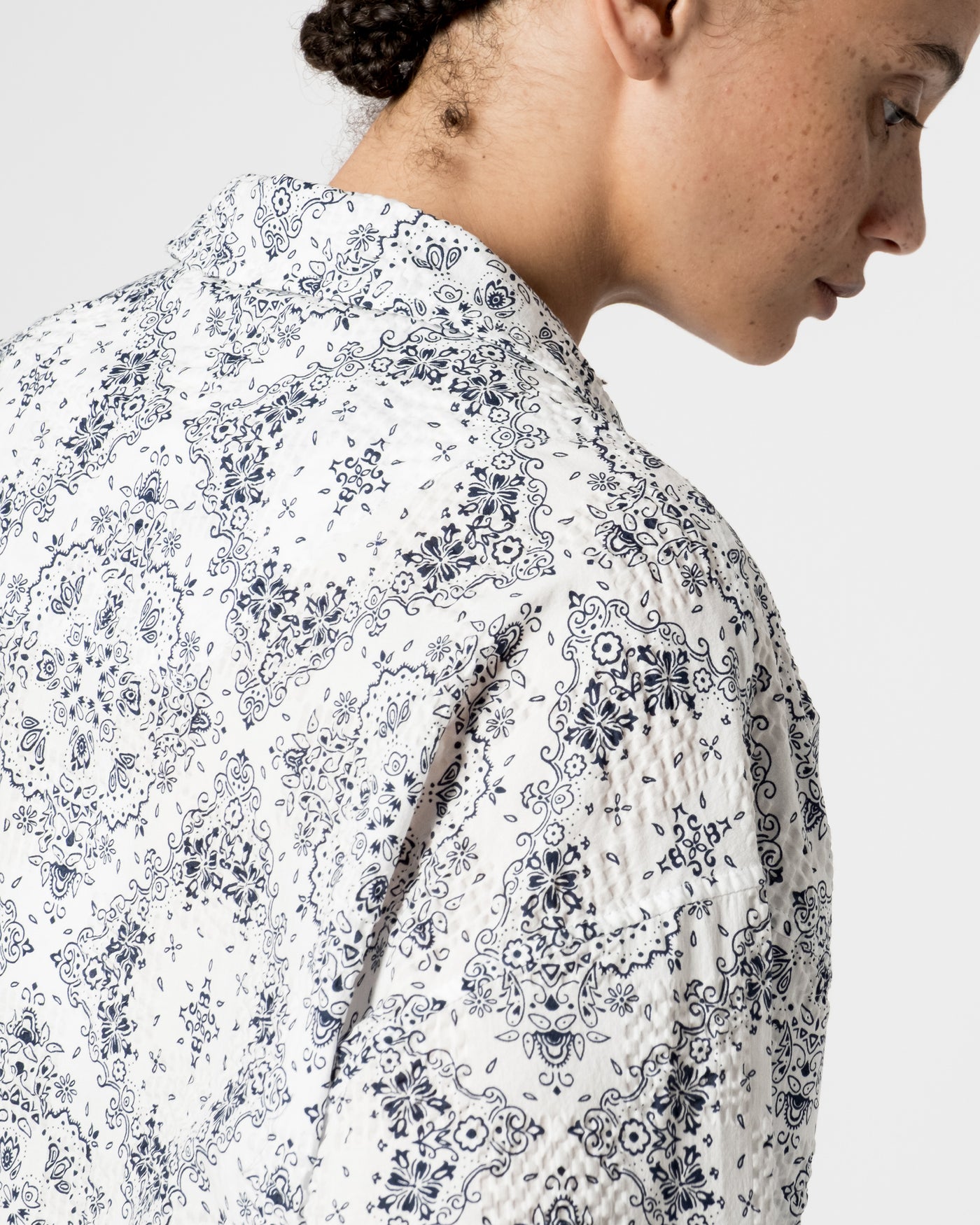 Summer Pyjama Bandana Seersucker White