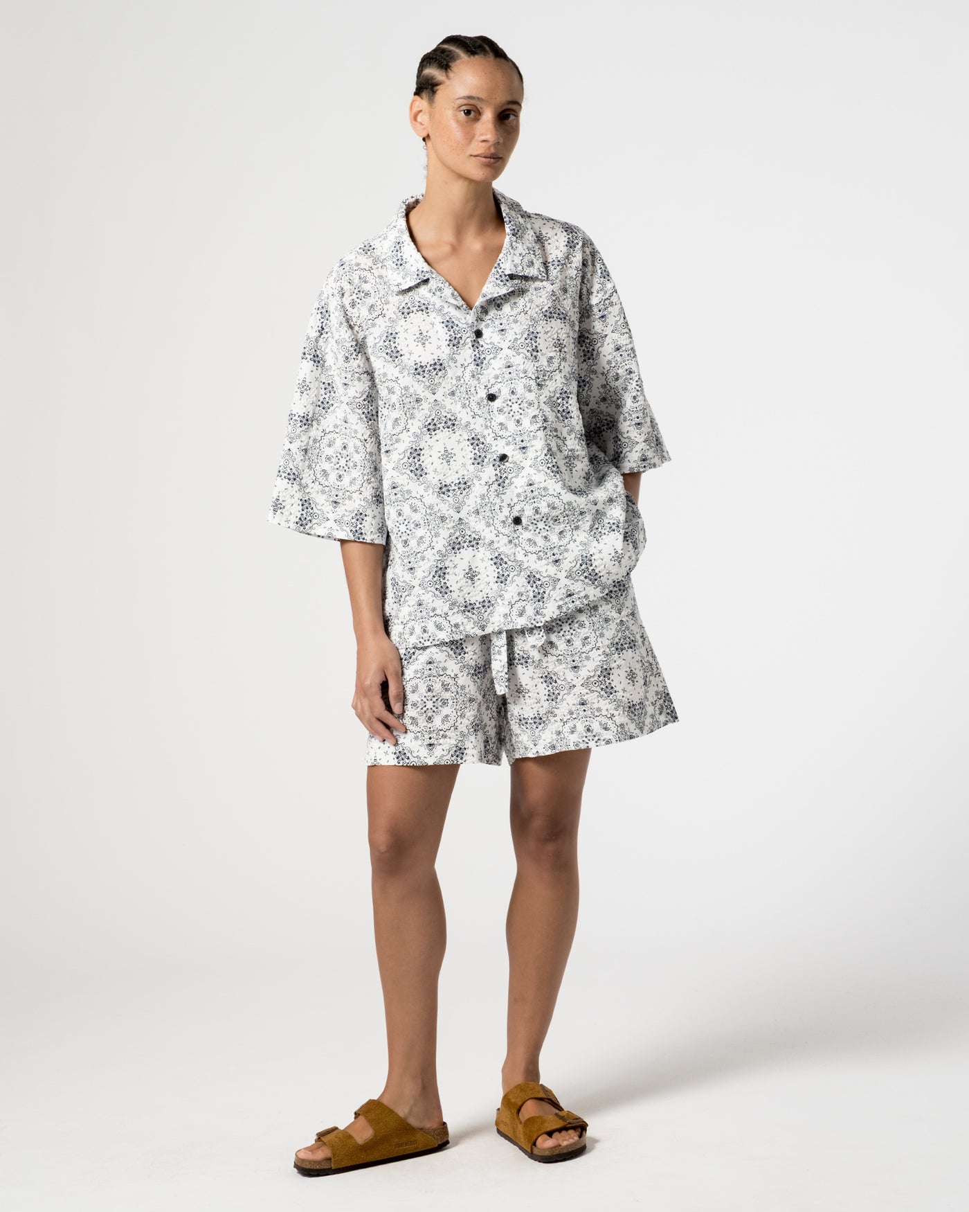 Summer Pyjama Bandana Seersucker White