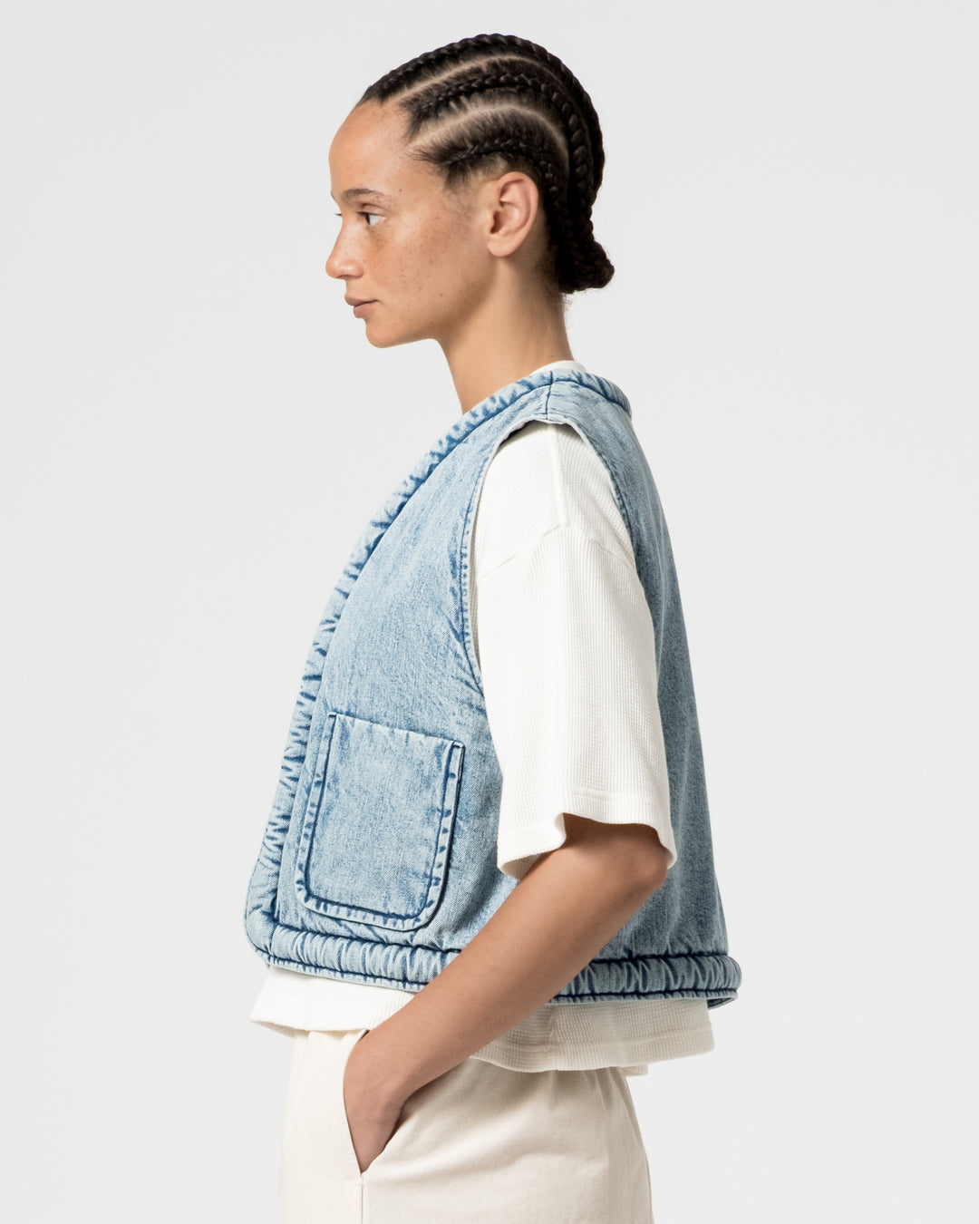 G.o.D Tsuki Vest Salt Lake Denim Blue