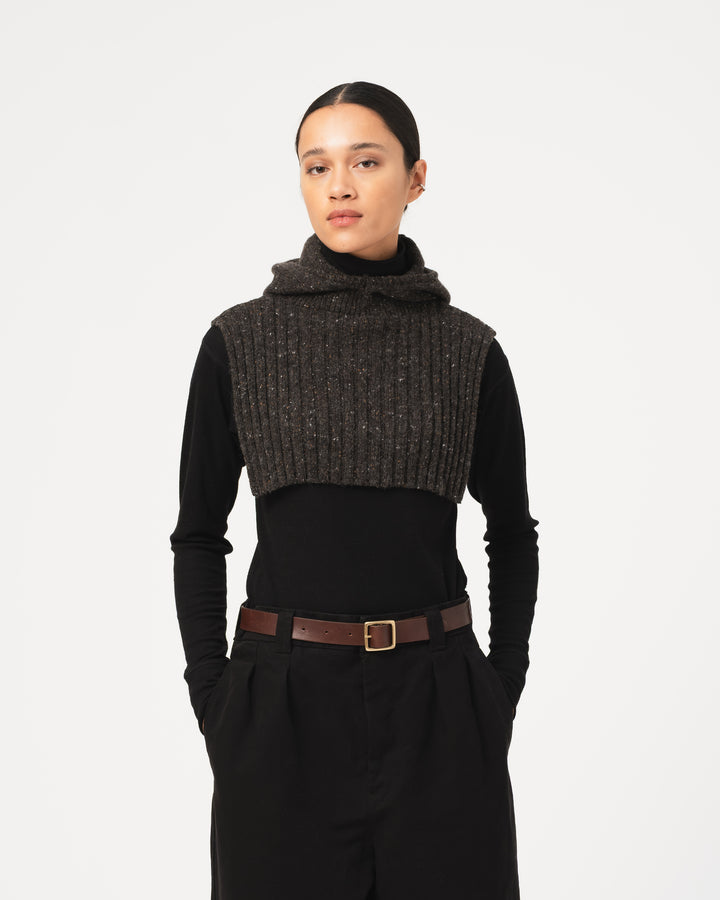G.o.D Channel Hood Neppy Wool Asphalt