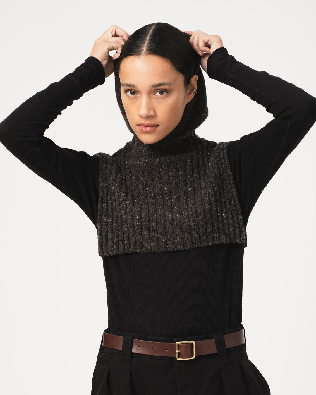 G.o.D Channel Hood Neppy Wool Asphalt