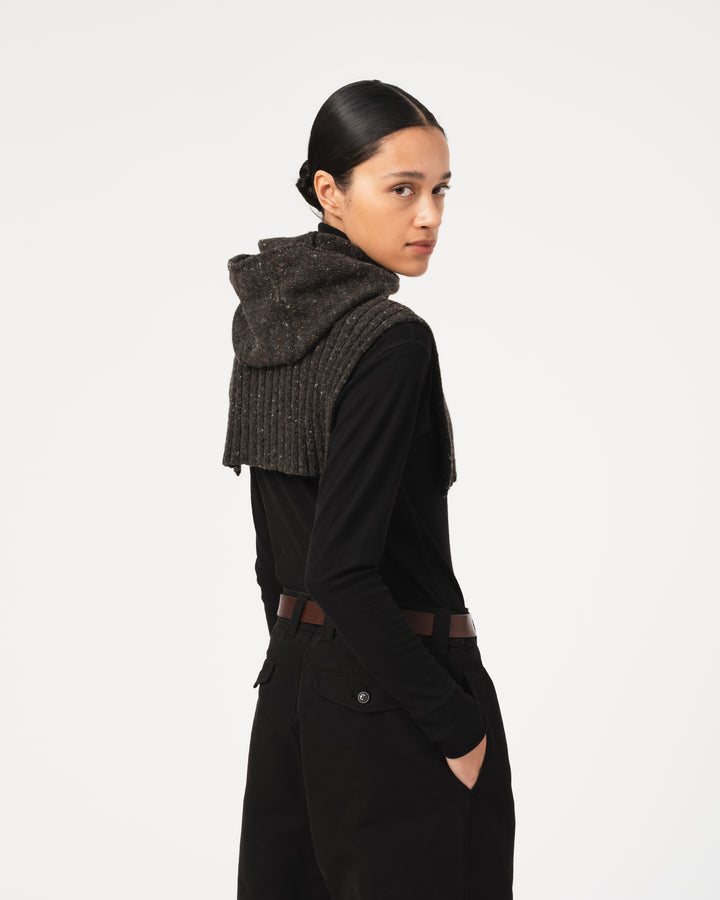 G.o.D Channel Hood Neppy Wool Asphalt