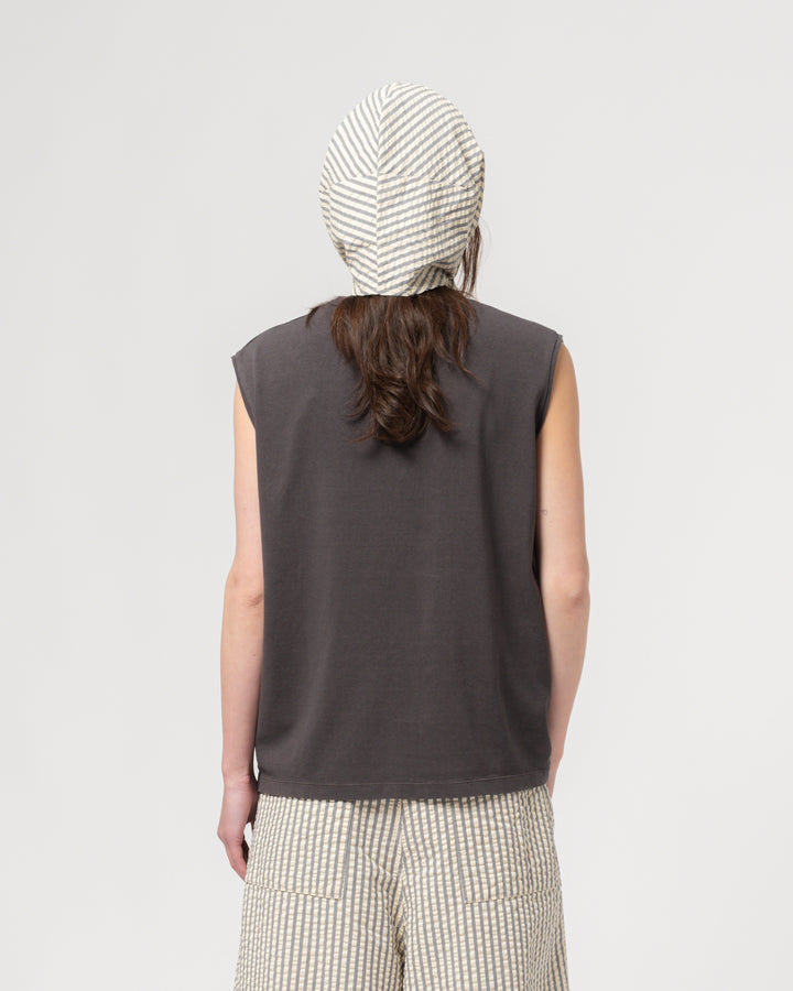 Jackie Scarf Belfast Seersucker Iron/Off-White