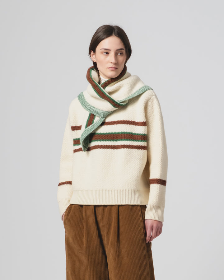 カシミア五本撚りオフホワイトマントゥーラースカーフ