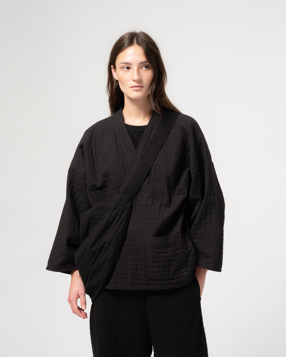 Moon Bag Sashiko Cotton Black