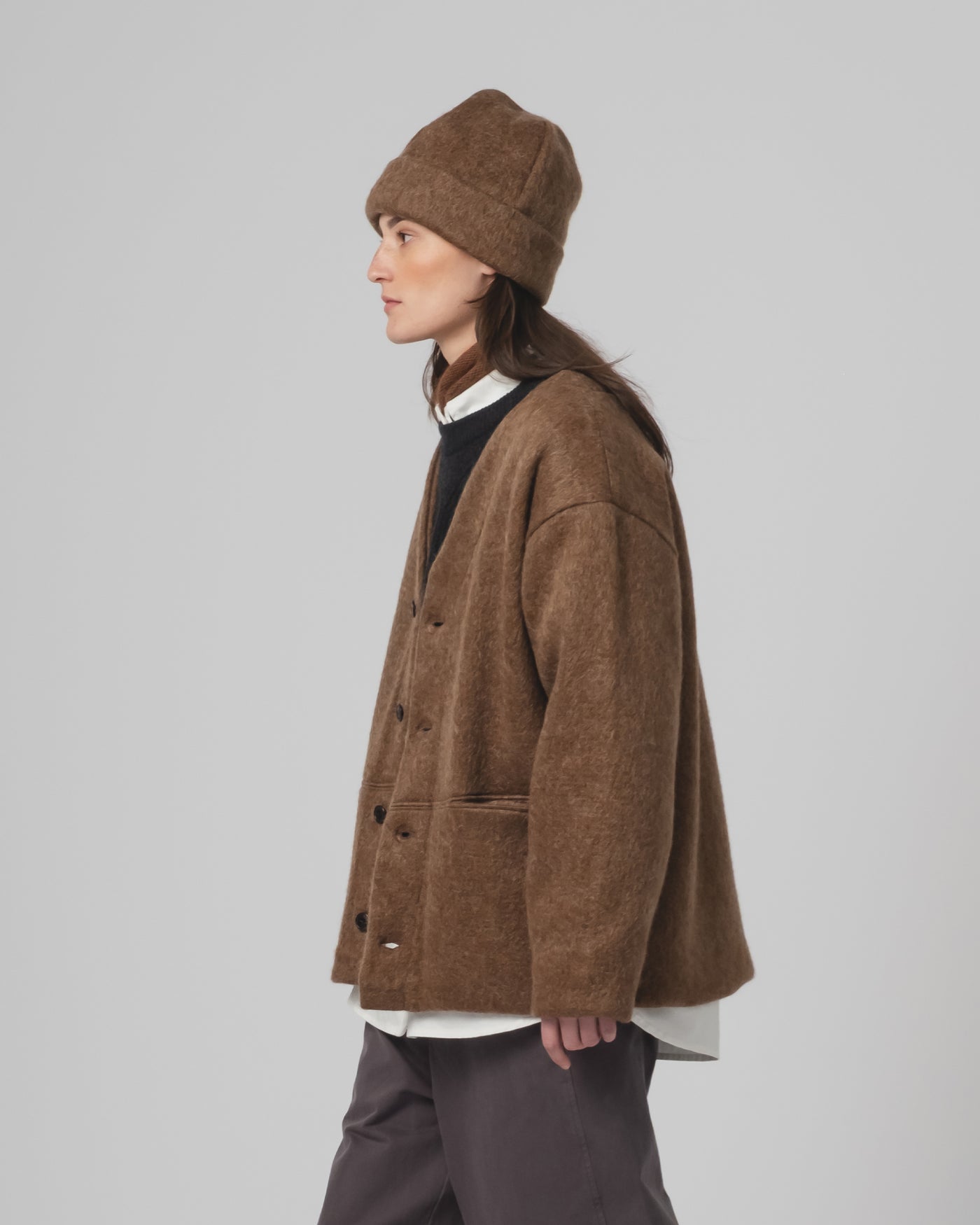 Skully Hat Mohair Fleece Java Brown