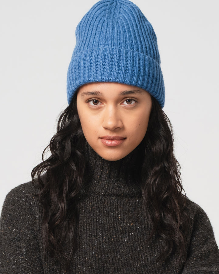 Wool Cashmere Beanie Aqua