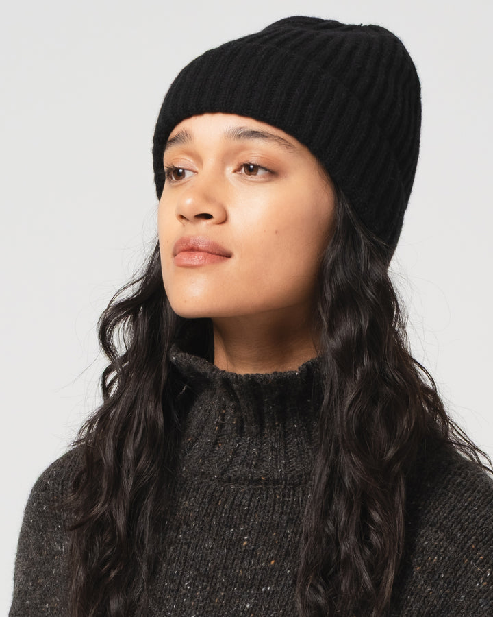 Wool Cashmere Beanie Black