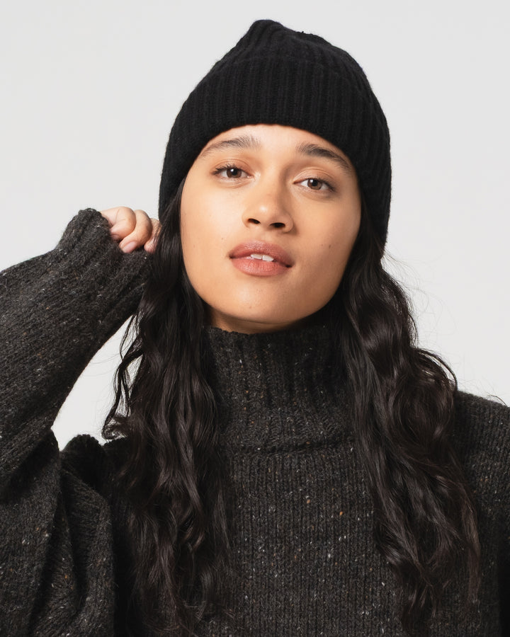 Wool Cashmere Beanie Black