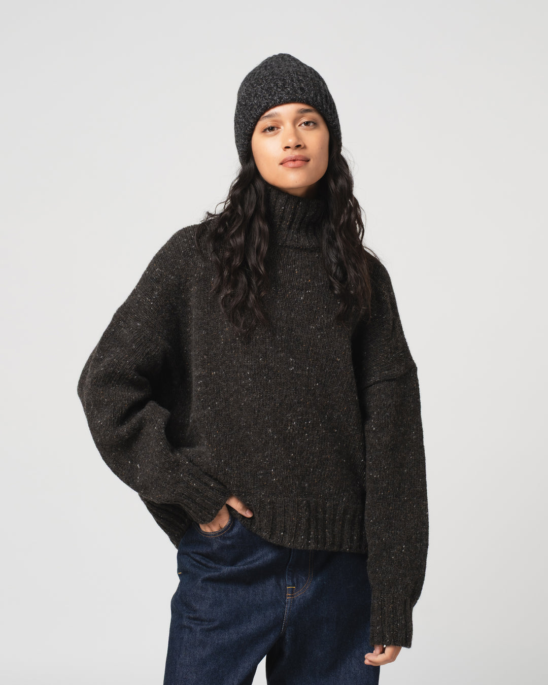 Wool Cashmere Beanie Anthracite Melange