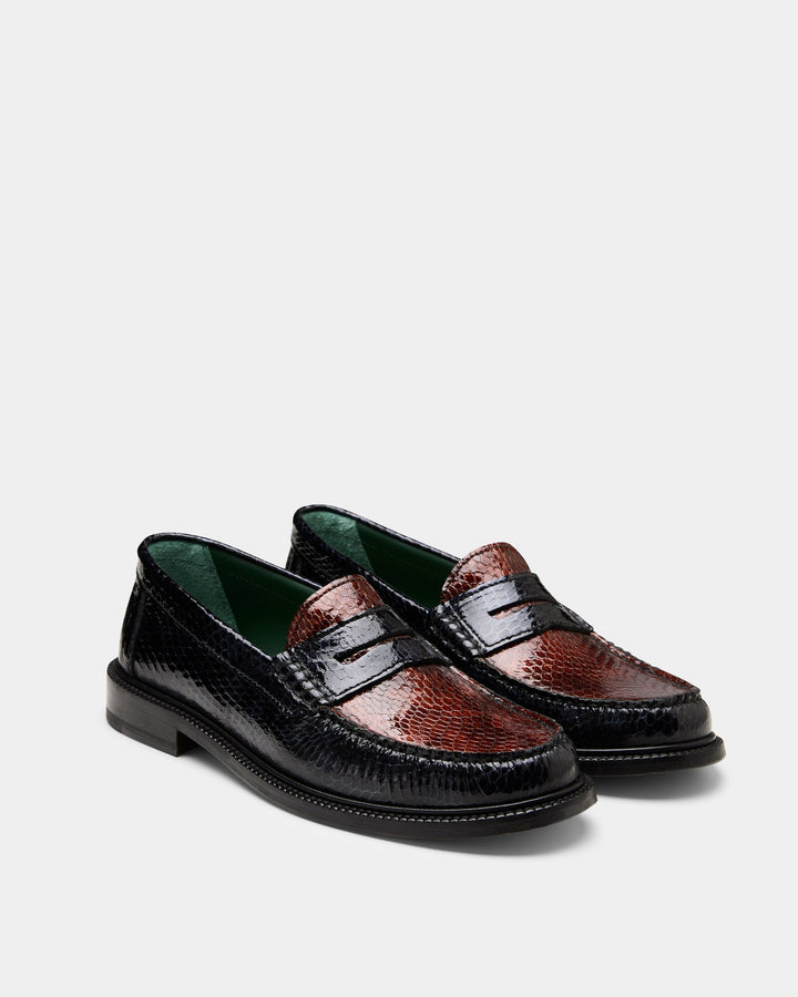 Vinny's Yardee Two-Tone Mocassin Loafer Navy Brown