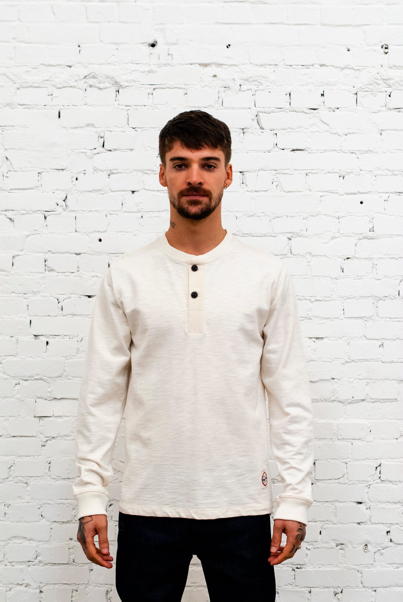 T-Henley Heavy Slub Jersey Off White