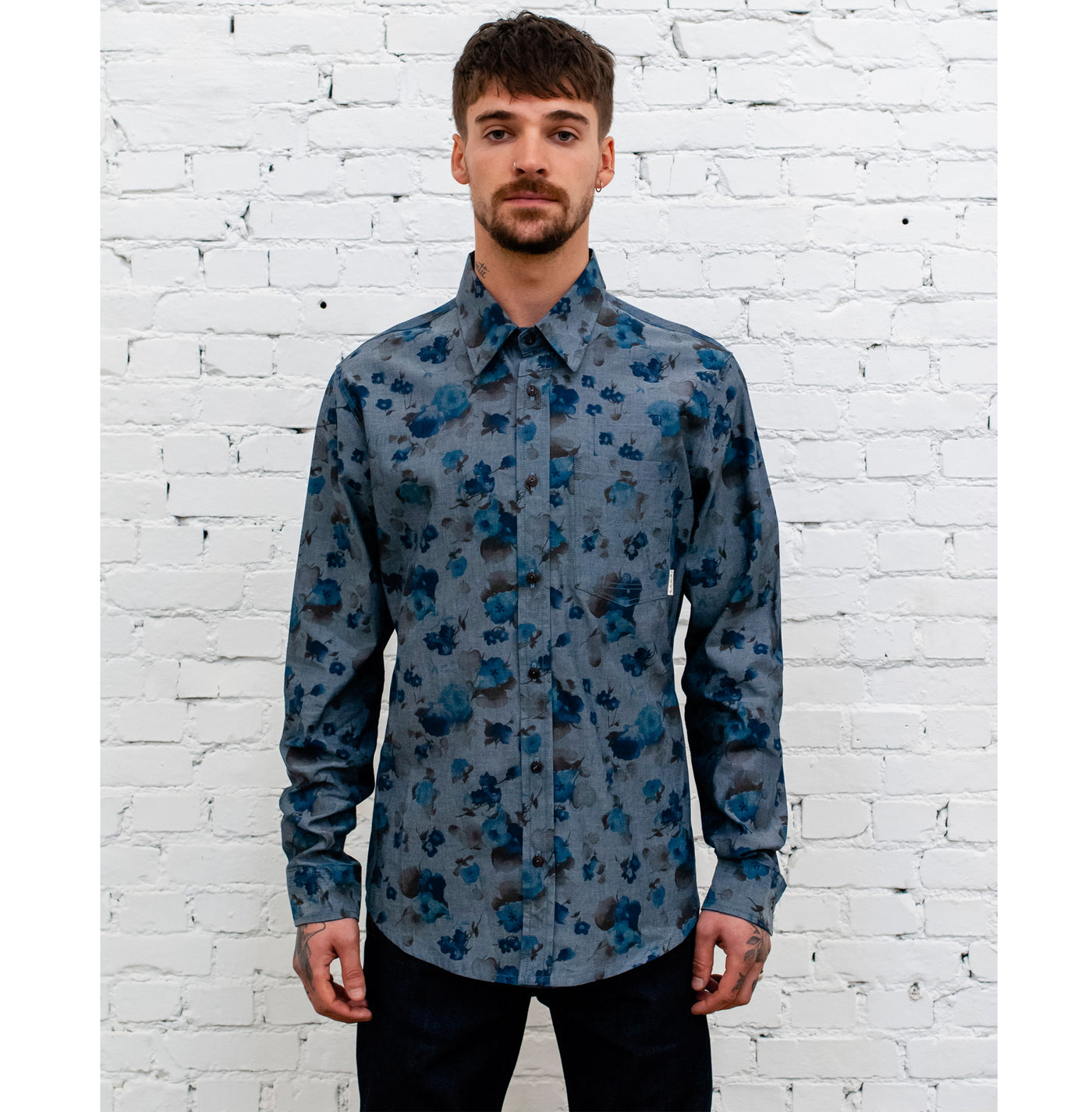 Combat Shirt Faded Flowers-fit view front