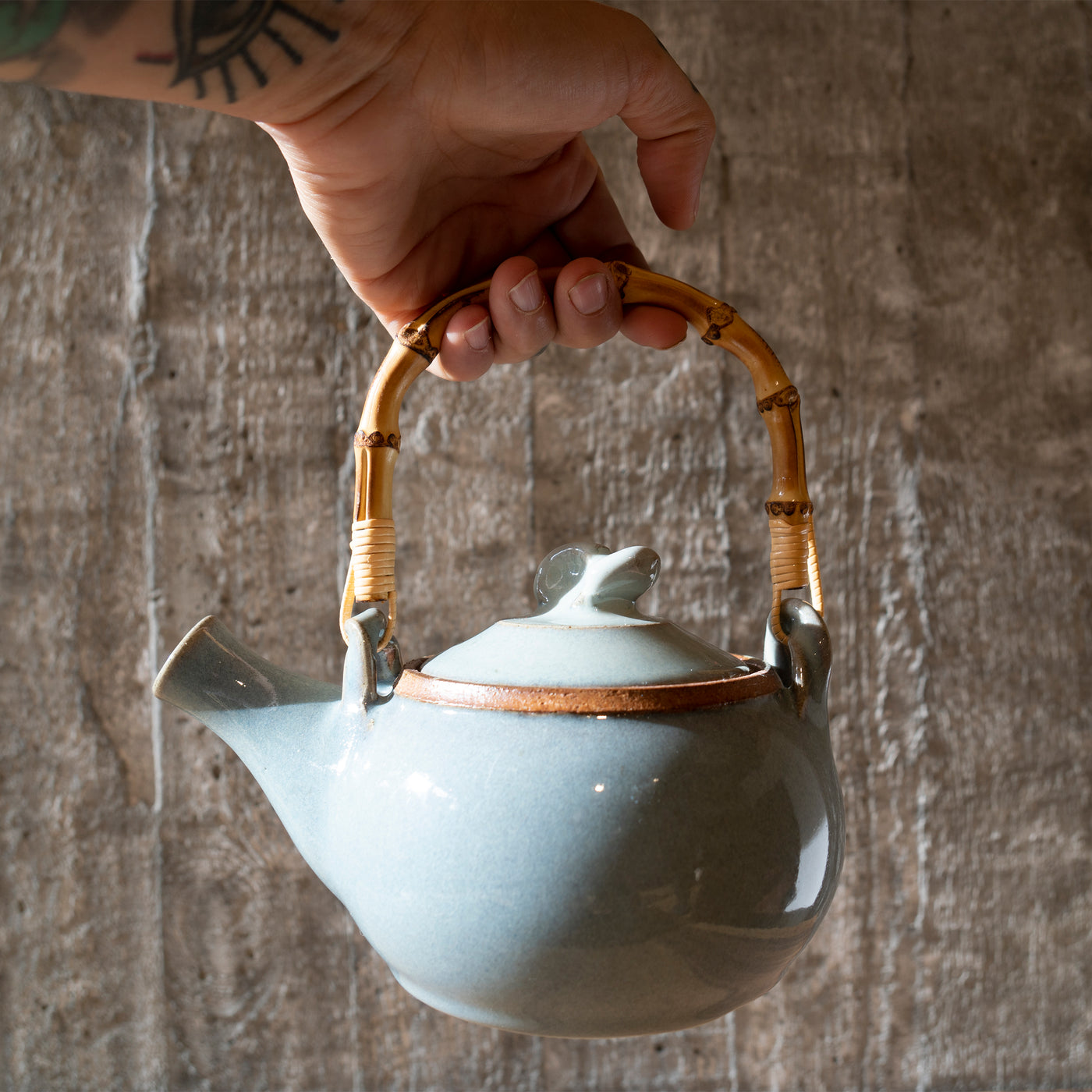 Tea pot light blue glazing