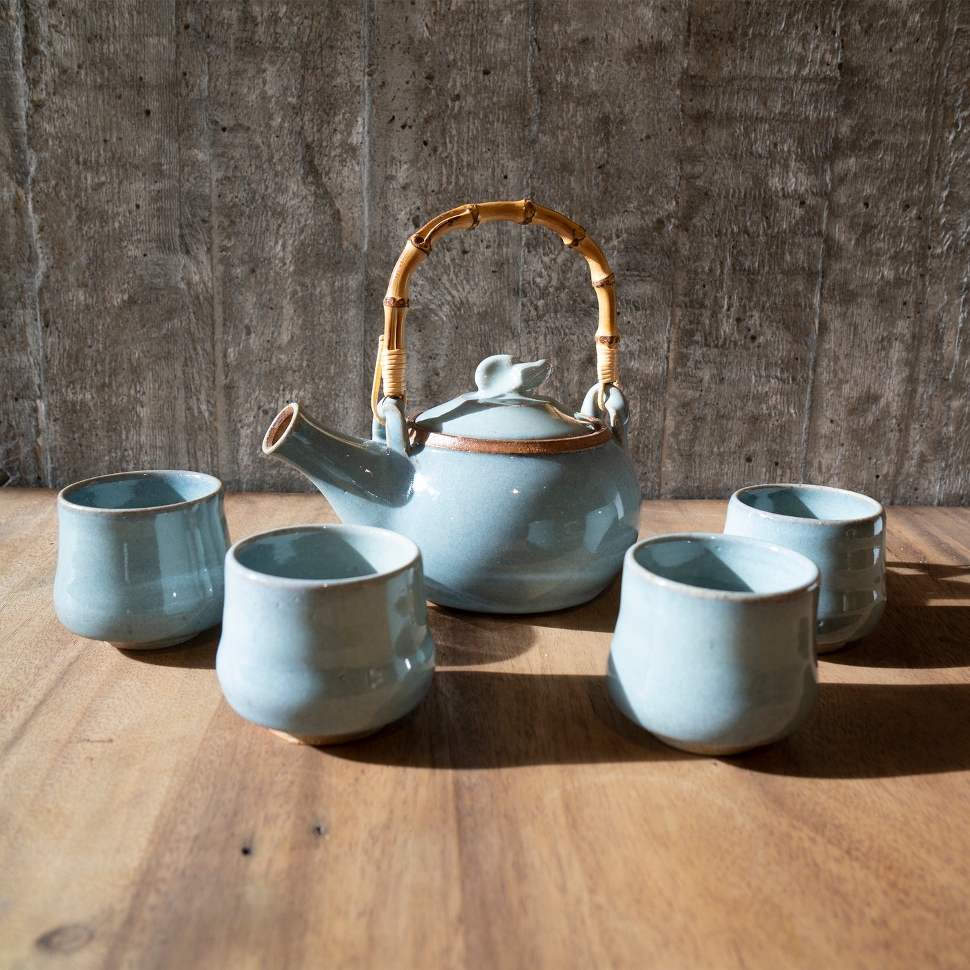 Tea pot light blue glazing