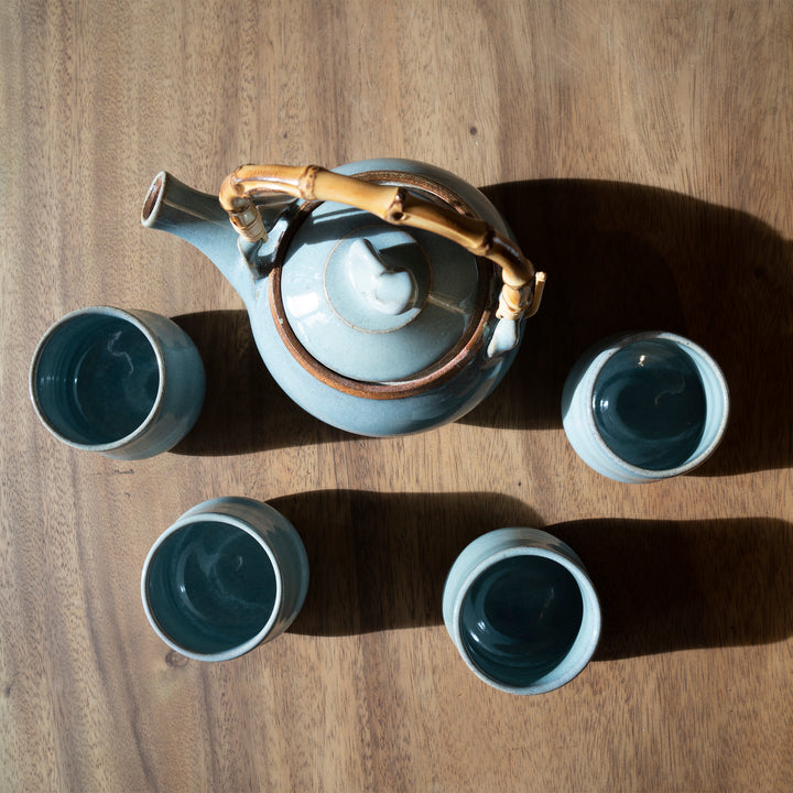 Tea pot light blue glazing