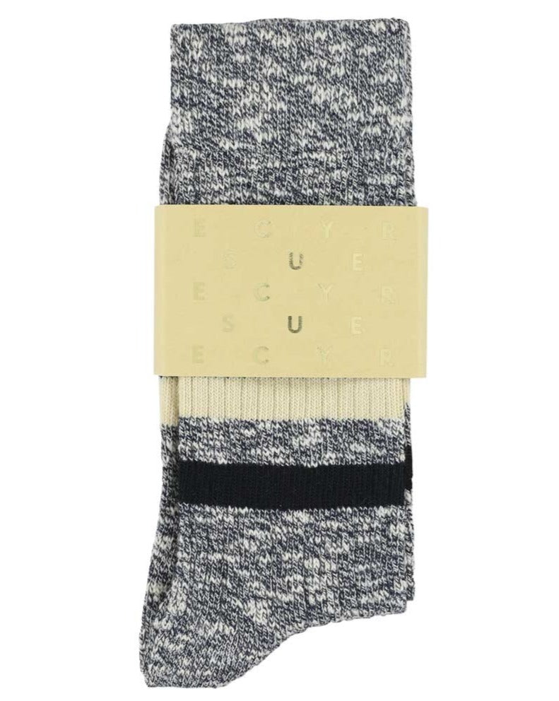 Escuyer Socks -  Melange Stripes - Navy / Ecru