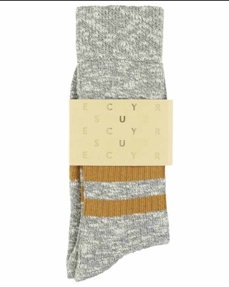 Escuyer Socks -  Melange Stripes - Grey / Mustard