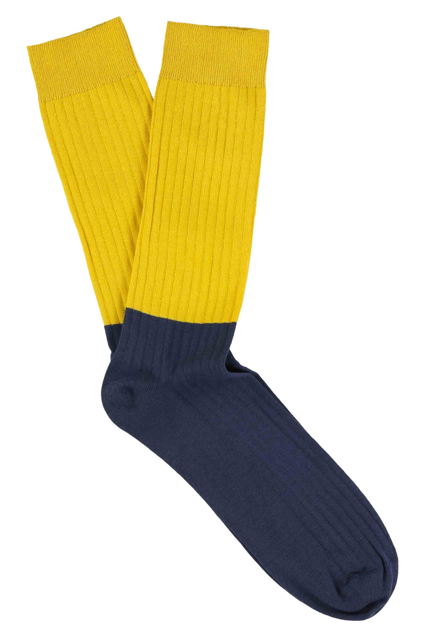 Escuyer Socks -  Colour Block - Inca Gold / Insigna Blue