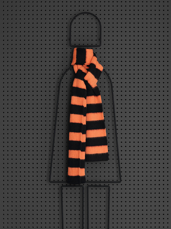 JG Brushed Stripe Scarf Black & Sienna