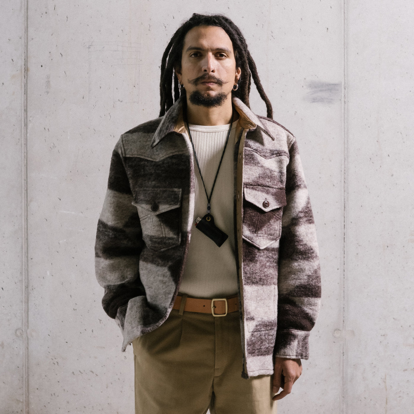CPO Shirt Shepherds Wool Off White / Brown
