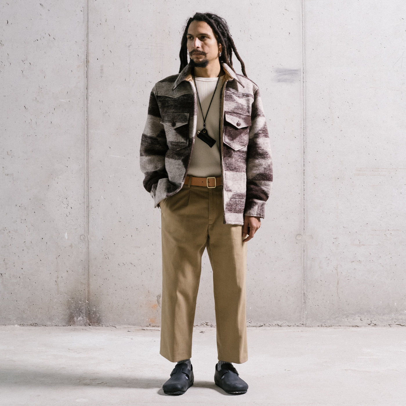 CPO Shirt Shepherds Wool Off White / Brown