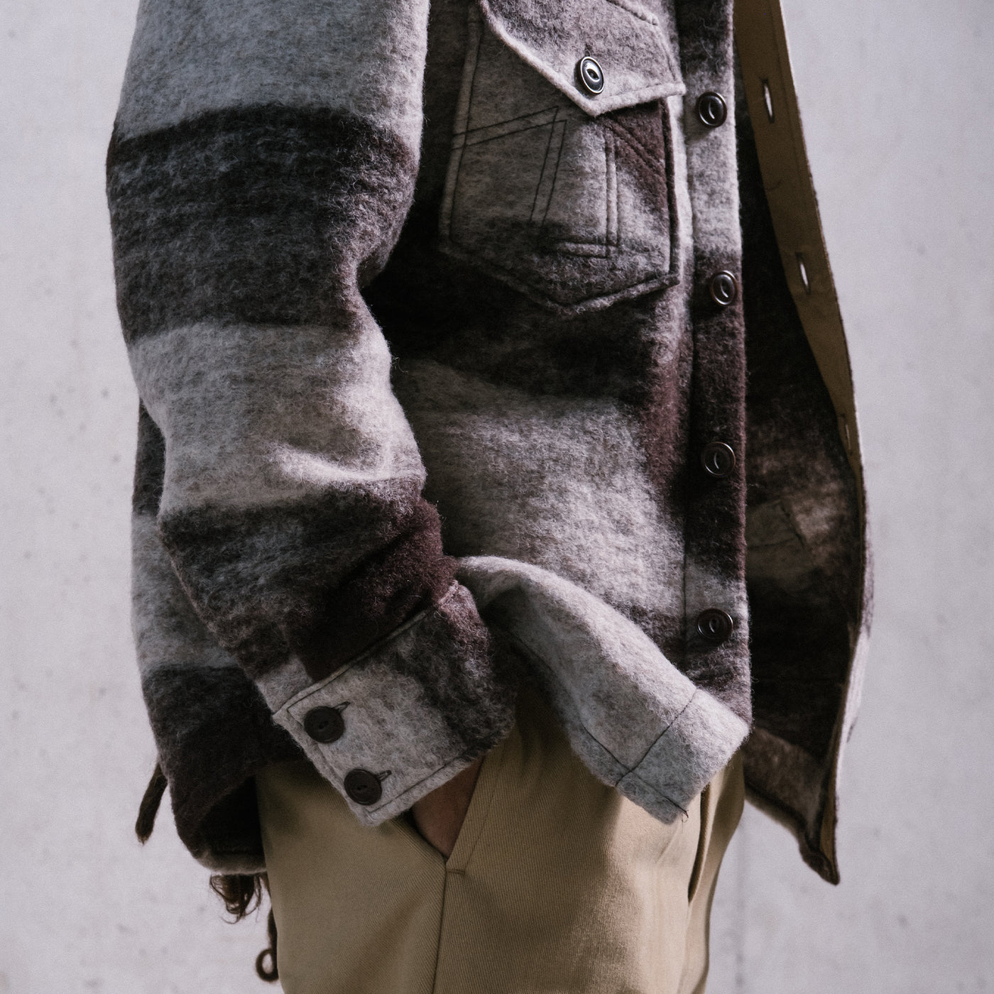 CPO Shirt Shepherds Wool Off White / Brown