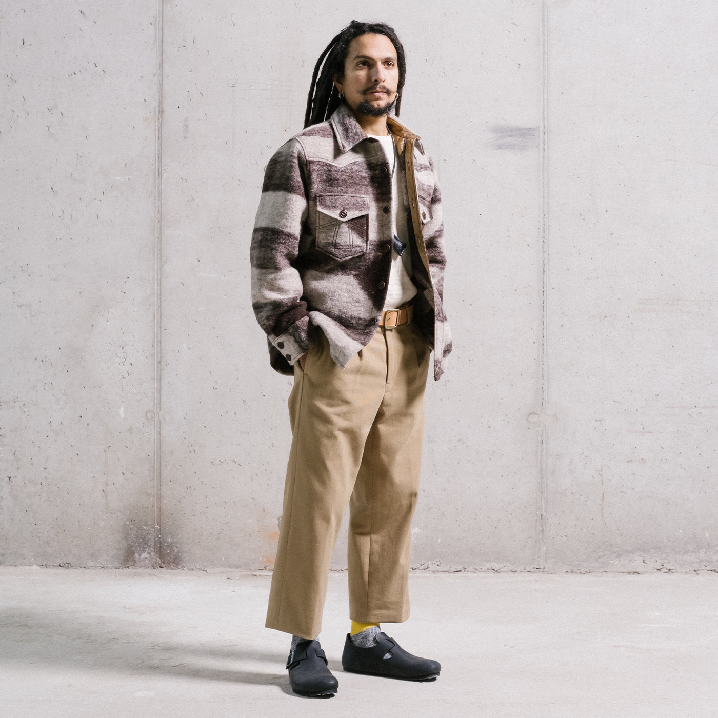 CPO Shirt Shepherds Wool Off White / Brown