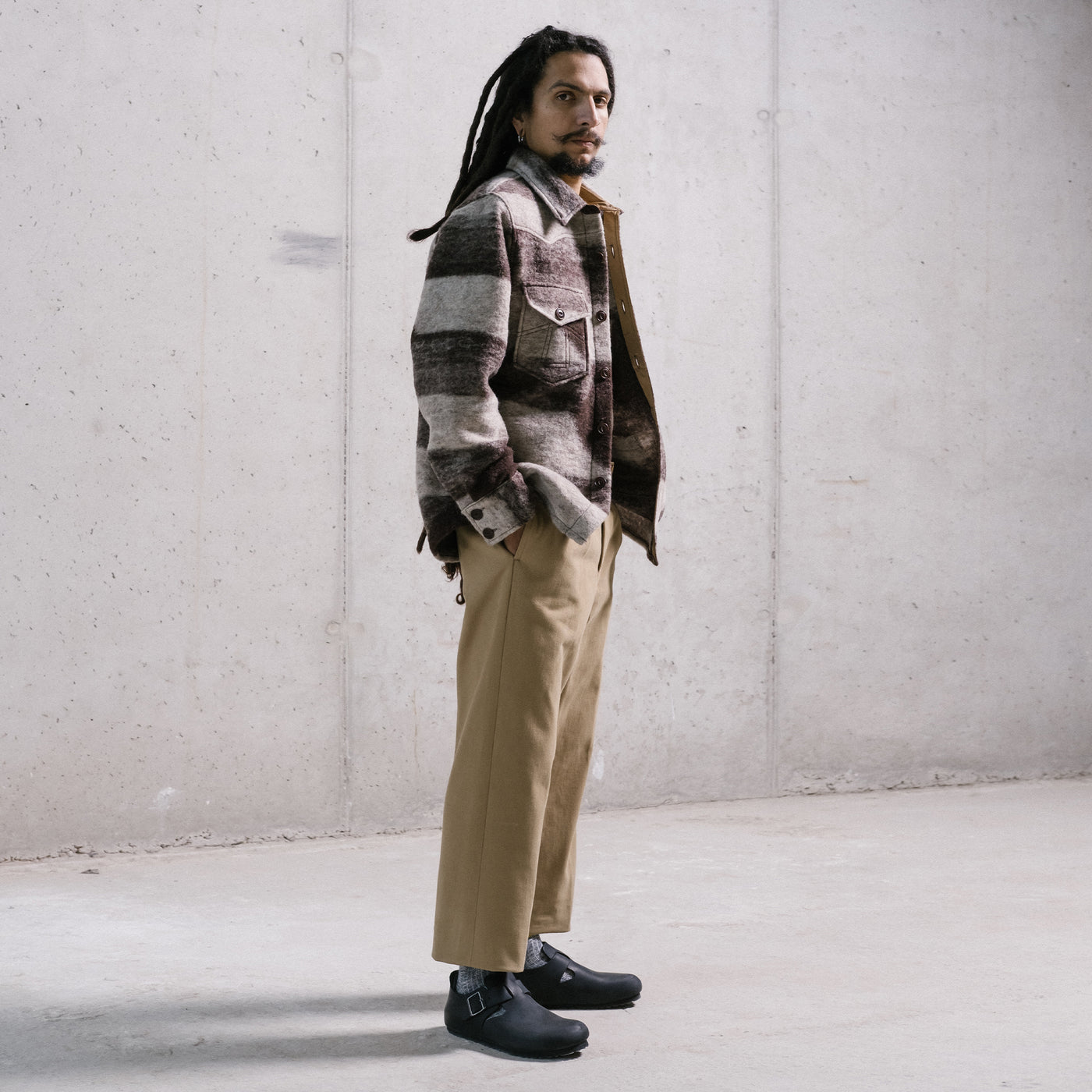 CPO Shirt Shepherds Wool Off White / Brown