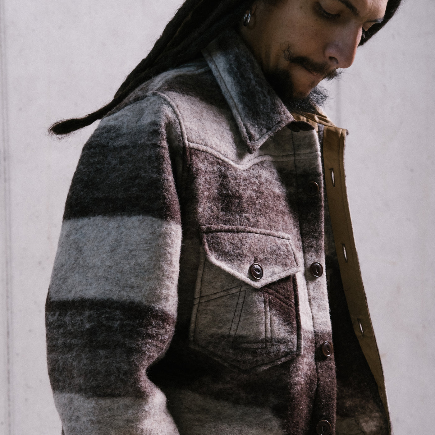 CPO Shirt Shepherds Wool Off White / Brown