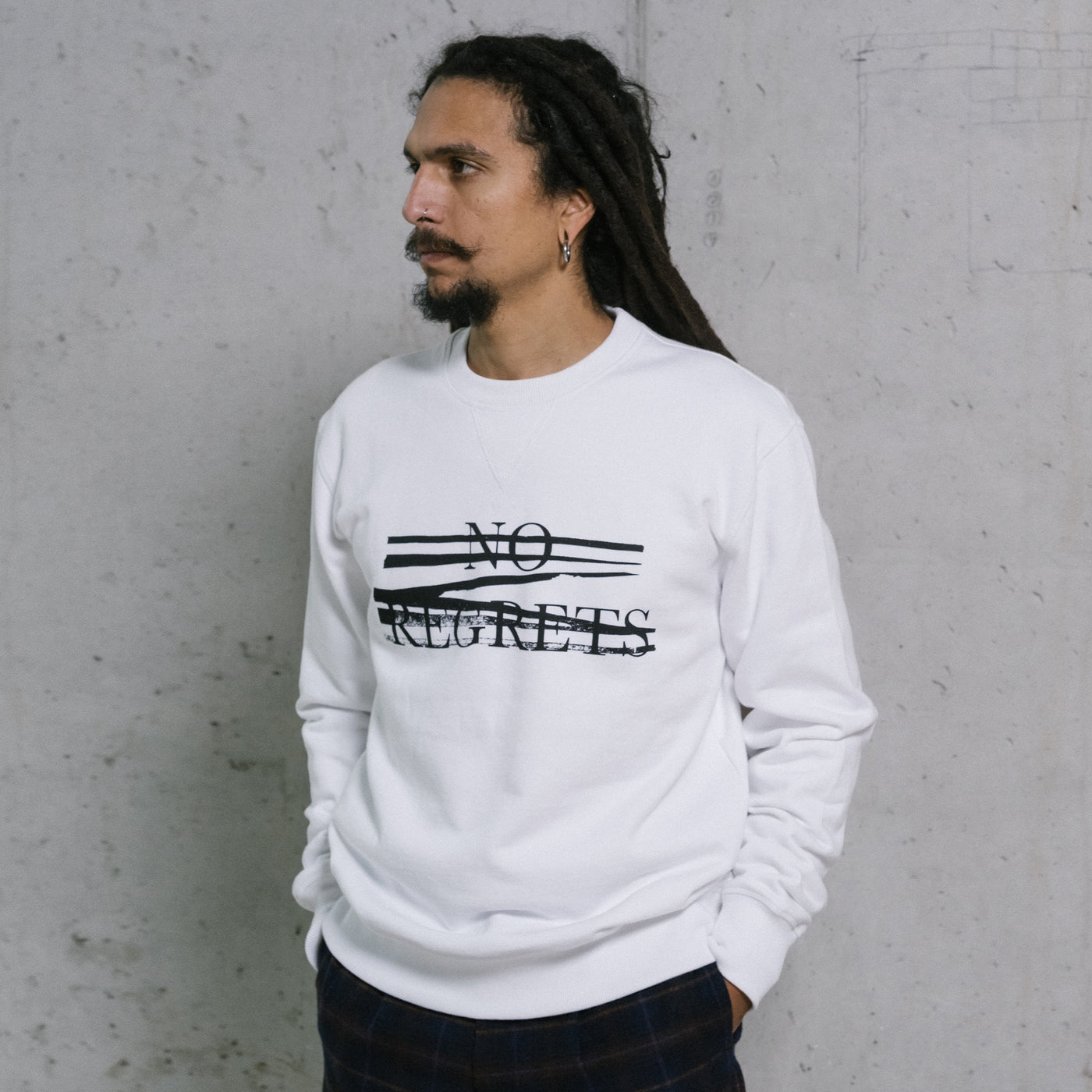 Sweatshirt No Regrets Heavy Cotton White