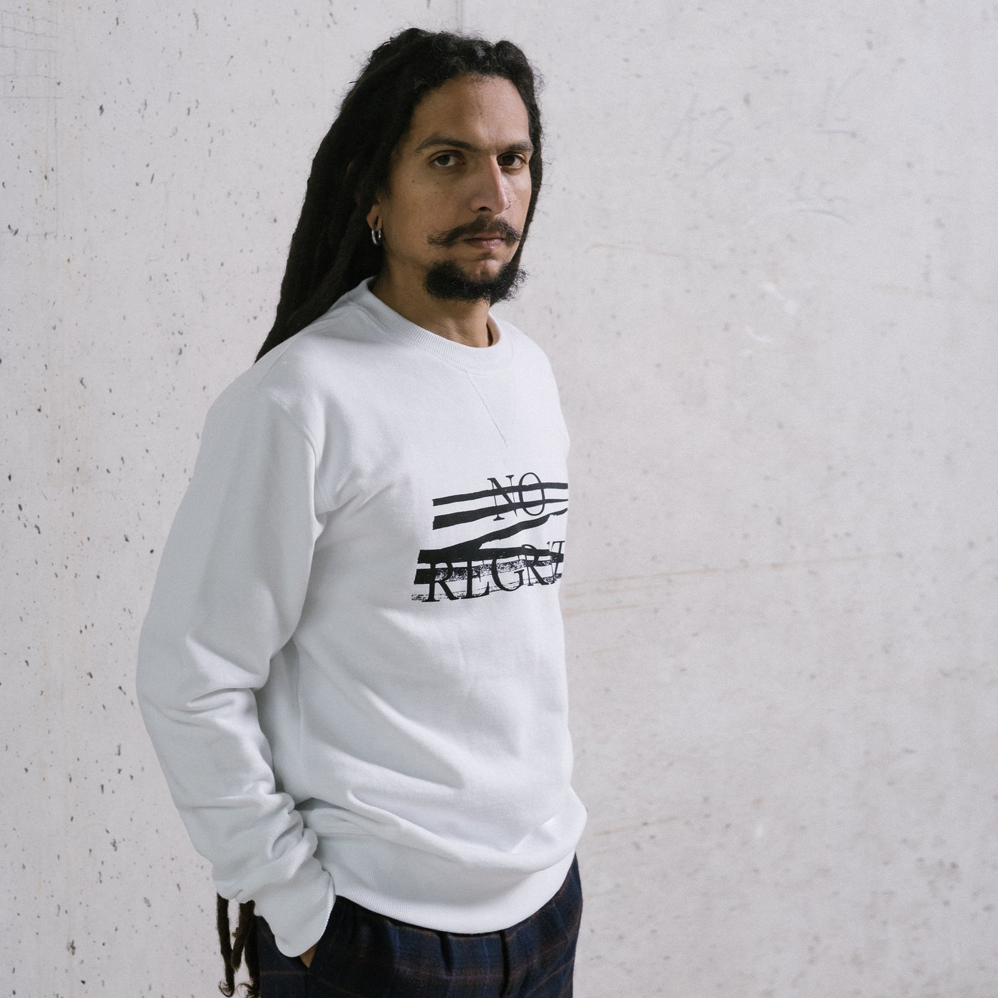 Sweatshirt No Regrets Heavy Cotton White