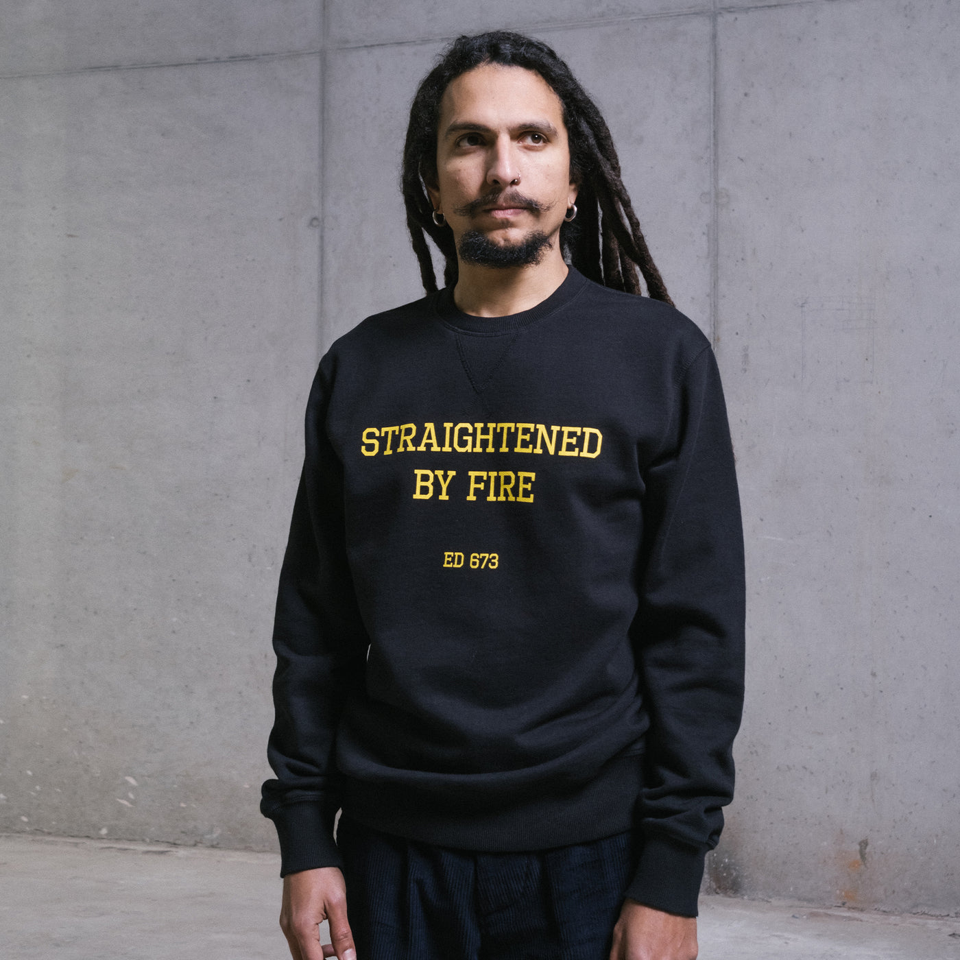 Sweatshirt Straightened By Fire Heavy Fleece Black
