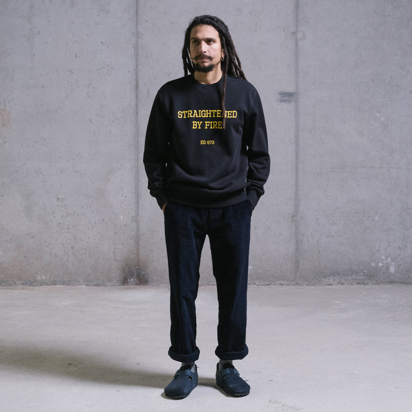 Sweatshirt Straightened By Fire Heavy Fleece Black